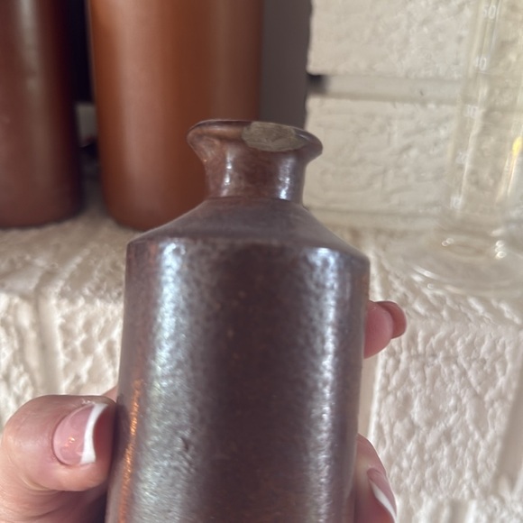 Stoneware Ink Antique English Stoneware Pinch Bottles Bud Vase Shelf Decor - Picture 6 of 15